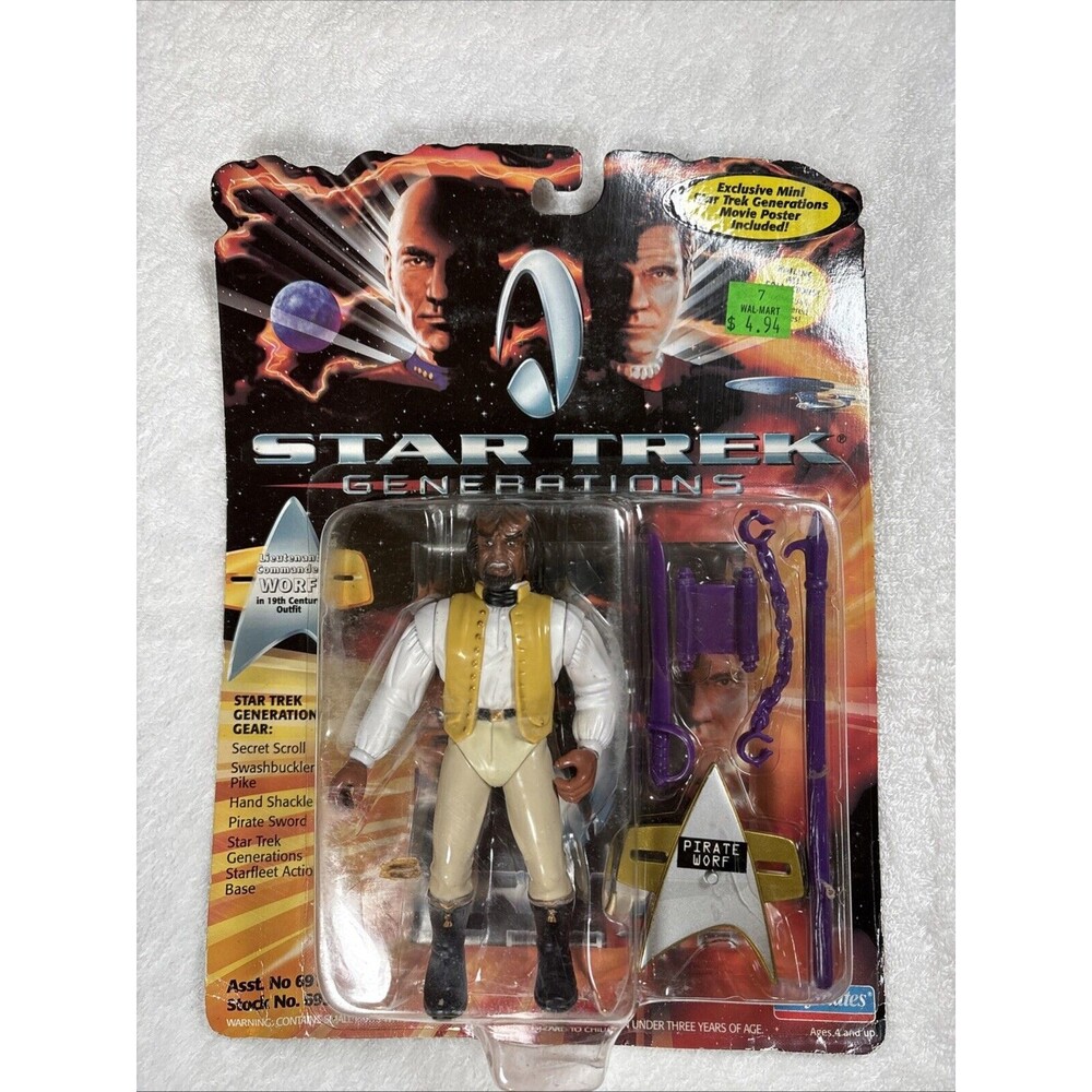 Star Trek Generations Worf in 19th Century Outfit Playmates Vtg 1994 Figure NEW